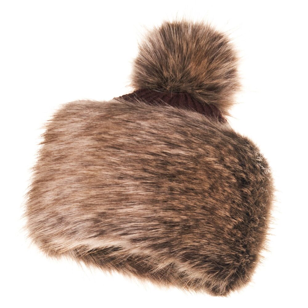 8236 Classic Pom Hat - Faux Fur Trim Hats - Warm Winter Cap M, Brown